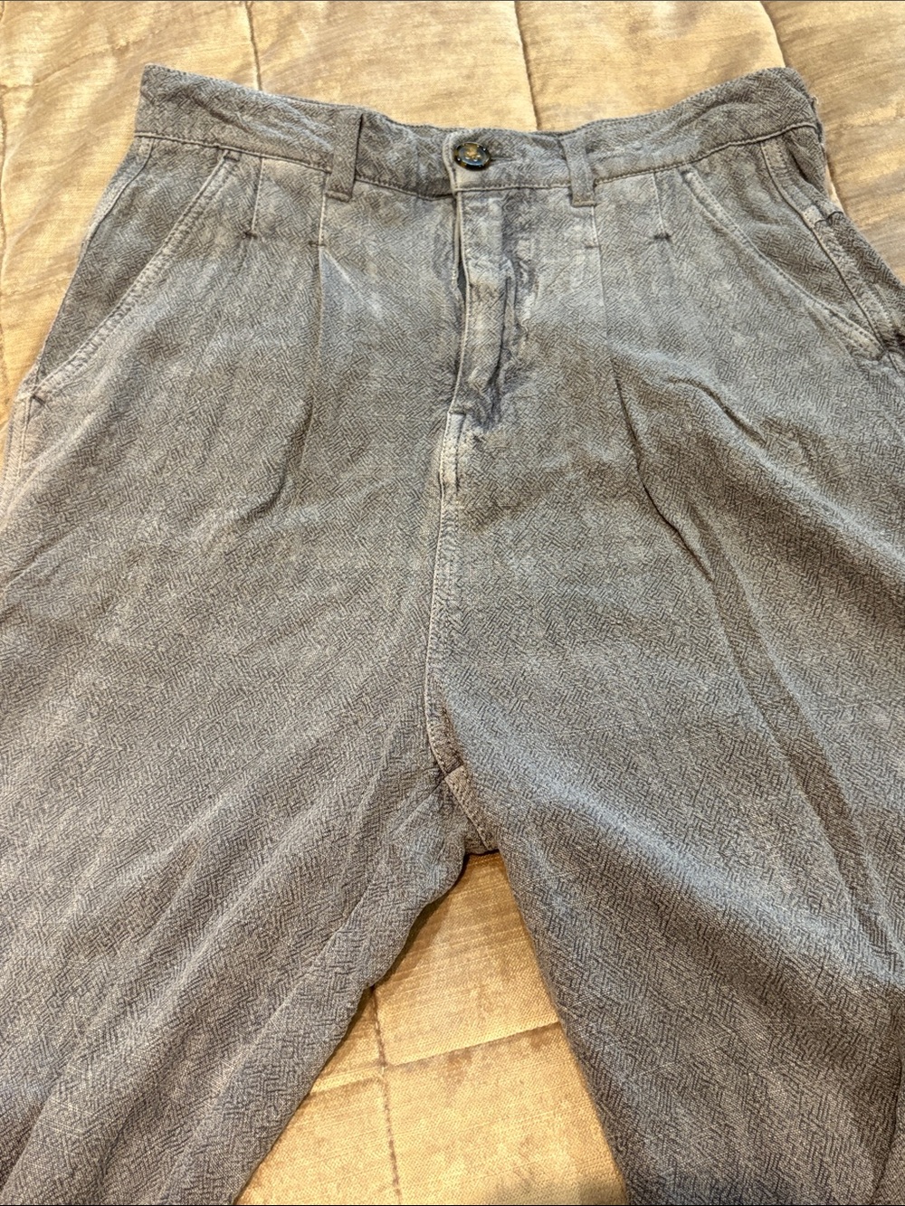 Free People Lightweight Gray Textured Pants Anthropoloie Sample Size 2